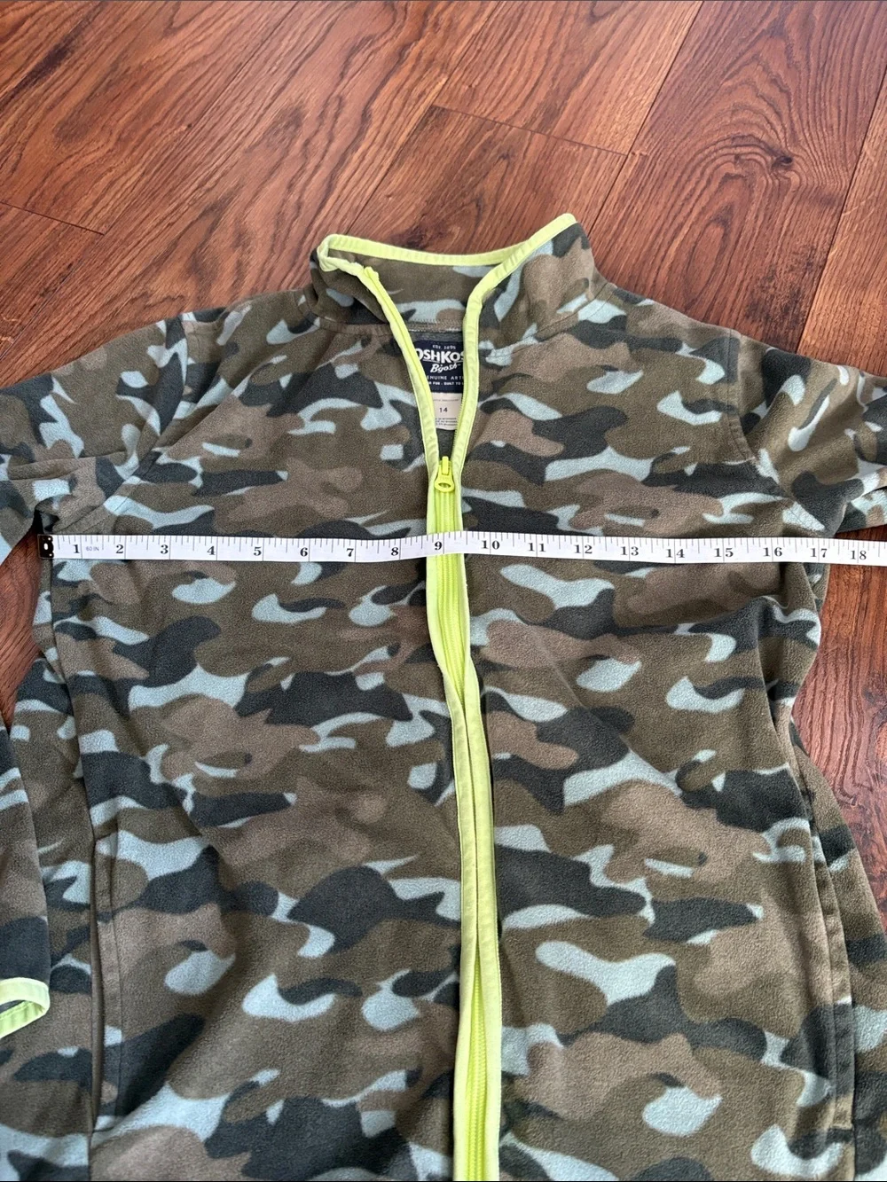 OshKosh B'gosh Olive/Green Camouflage Fleece Jacket with Lime Trim
